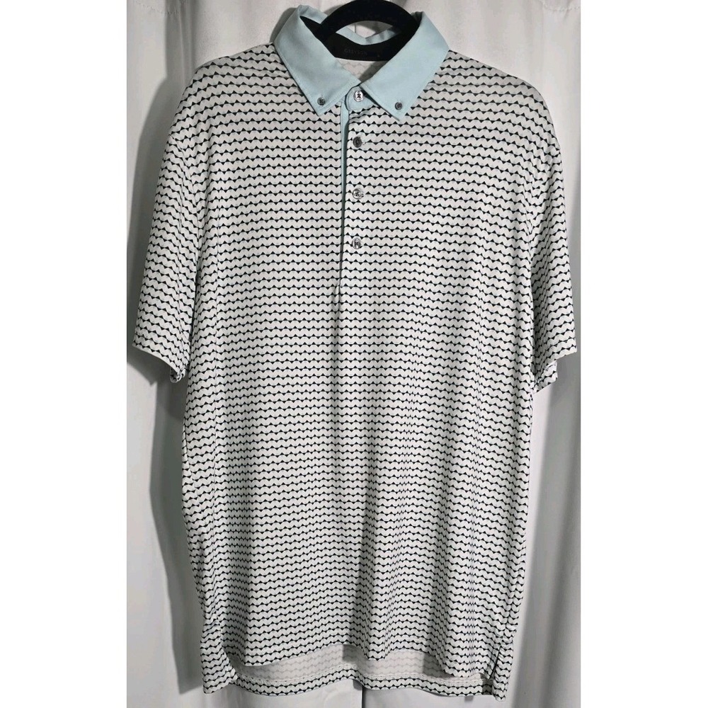 Greyson Polo Shirt Mens L‎ Geometric Golf Performance Stretch Wolf Logo